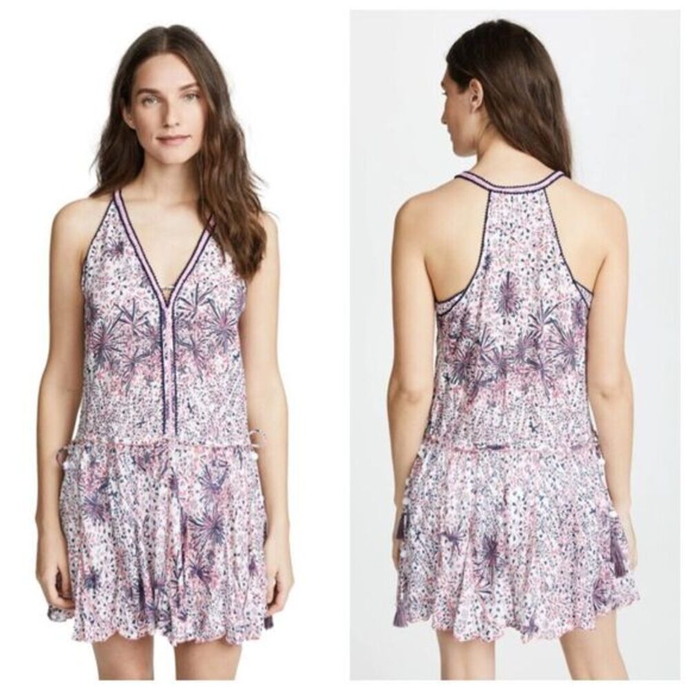 Poupette St Barth Nola Mini Dress Women's Size Small Geometric Racerback Ruffled